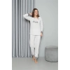 Moda Polar Kadın Pijama Takımı Ekru