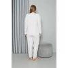 Moda Welsoft Polar Kadın Büyük Beden Pijama Takımı Ekru