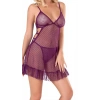 Mor Tül Mini Kadın Fantezi Gecelik Zarif