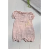 Müslin Kumaş Çiçek Nakışlı Pamuklu Kız Bebek Tulum