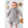 Oval Kesim 5 Düğmeli Müslin Kumaş 2li Erkek Bebek Takımı