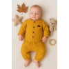 Oval Kesim 5 Düğmeli Müslin Kumaş 2li Erkek Bebek Takımı