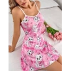 Pembe Kedi Desenli Fantezi Gecelik