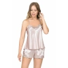 Pudra Saten Babydoll Şort Takımı
