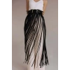 Püsküllü Deri Etek, Bel Üzeri Şık Püsküllü Deri Etek - Brf1090