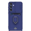 Samsung Galaxy S25 Plus Kılıf Zuma Kartvizitli Yüzüklü Silikon - Lacivert