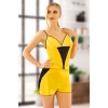 Sarı Saten Babydoll Şortlu Takım - 290