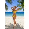 Sarı Üçgen Kesim Bağlamalı Bikini Takımı Ayarlanabilir İpli Alt Üst Esnek Rahat Kadın Mayo Seti