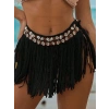 Siyah Bikini Üstü Deniz Kabuklu Püsküllü Pareo,beachwear,bikini Üstü El Emeği Plaj Eteği,bohem Etek