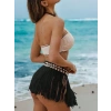 Siyah Bikini Üstü Deniz Kabuklu Püsküllü Pareo,beachwear,bikini Üstü El Emeği Plaj Eteği,bohem Etek