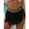 Siyah Bikini Üstü Deniz Kabuklu Püsküllü Pareo,beachwear,bikini Üstü El Emeği Plaj Eteği,bohem Etek