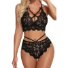Siyah Çapraz Ip Detaylı Şık Sütyen Külot Takım