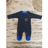 Star Baby Baskılı Çıt Çıt Kapama Erkek Bebek Tulum Siyah