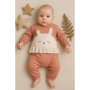 Tavşan Nakışlı Güpürlü % 100 Pamuk Kız Bebek Tulum