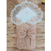 Yenidoğan Papatya Desenli Trilüks Unisex Kundak Bebek Battaniyesi Kahverengi
