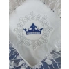 Yenidoğan Sar Kadife Taç Nakışlı İnci Fiyonklu Dantel Duvak Trilüks Kundak Bebek Battaniye Lacivert