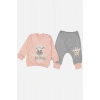 Zürafa Nakışlı % 100 Pamuk Kız Bebek Takımı