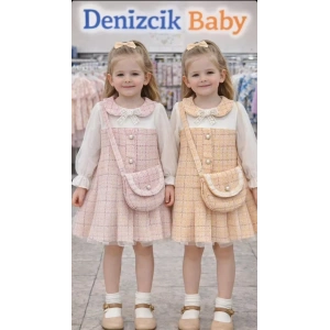 1-2-3 Yaş Tül Kollu Çantalı Elbise