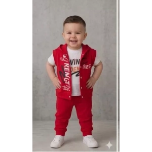 1/4 Yaş Winner Baskılı Yelekli 3lü Çocuk Takımı
