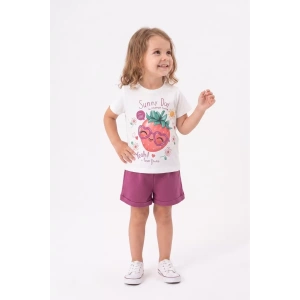 1/5 Yaş Çilek Baskılı Basic Tişörtlü Şortlu Çocuk Takımı