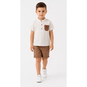 2/5 Yaş Keten Gömlek Gabardin Şort Çocuk Takımı