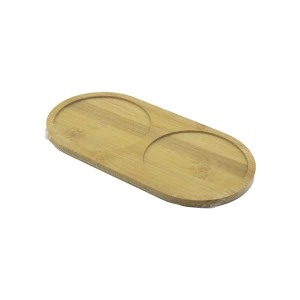 2 Bölmeli   Oval  Ahşap Bambu Yağdanık Altlık  12x24x0.8cm