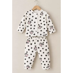 3-12 Ay İnek Baskılı Çıtçıtlı Penye Bebek Pijama Takımı