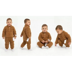3-12 Ay Peluş Kumaş Çıtçıtlı Bebek Tulumu