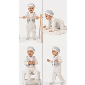 3/12 Ay Şapkalı Sahte Yelekli Bebek Tulumu
