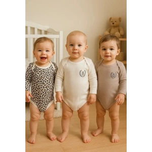 3lü Naturel Bebek Badi Zıbın -%100 Pamuk