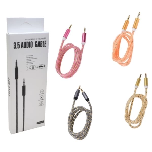 3.5 Mm Erkek/erkek Renkli Stereo Aux Örgülü Kablo 1 Metre Kutulu
