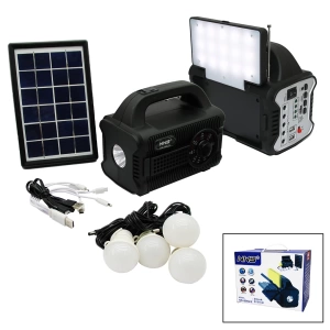 3ın1 - Solar 2in1 Sabit+oynar Başlı El Feneri - Radyo - Mp3 Bluetooth - Usb/ Tf Port - 4 Parça  Ampul Kablolu - Powerbank