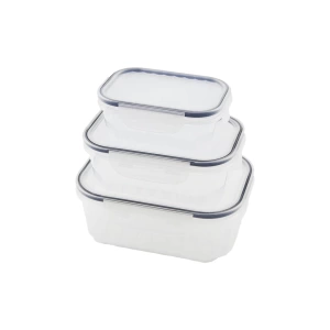 3pcs Quick Sızdırmaz Saklama Kabı Seti Şeffaf Kap - Buğulu-contalı Kapak  500-1000-1700ml