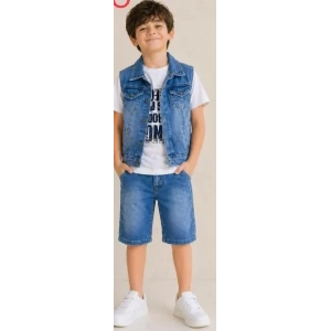 5/12 Yaş Kot(denim) Kumaş Tişörtlü Çocuk Takımı