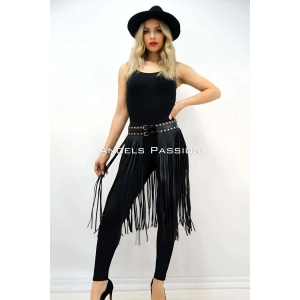 5 Mm Püsküllü Şık Deri Etek, Diz Altı Püsküllü Etek - Brf1398