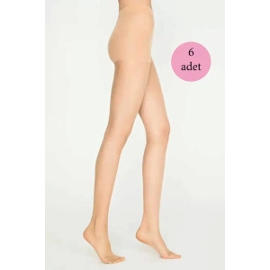 6 Adet Parlak Fit 15 Likralı Külotlu Çorap Açık Ten