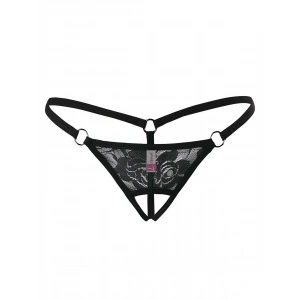 Ağı Açık Siyah Dantelli Fantezi İç Çamaşırı G String