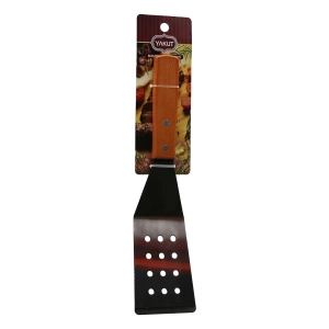 Ahşap Saplı Eğimli - Delikli Mutfak Spatula