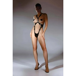 Arkadan Tasma Halkalı Fantazi Deri String Body Harness Takım - Brf1102
