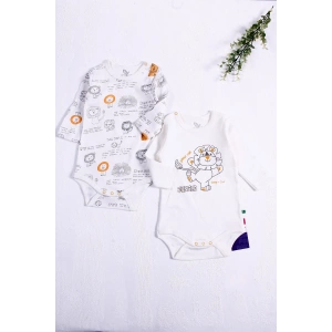 Aslan Desenli Uzun Kol 2li Erkek Bebek Body