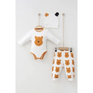 Ayıcık Desenli Şapkalı Erkek Bebek Takım