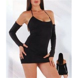 B060828 Eldivenli Mini Elbise