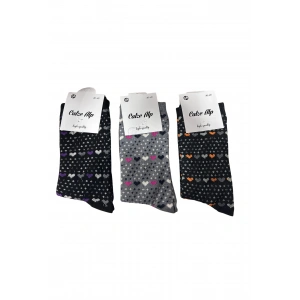 Barış Kalp Desenli Likralı Kadın Soket Çorap Adet