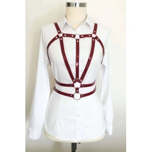 Beli Çift Sıralı Üçgen Deri Harness - Brf114