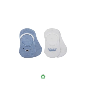 Bistyle 2li Babet Cute Face Penye Çorap 30103 Mavi-beyaz