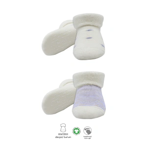 Bistyle 2li Havlu Soket Kaymaz Çorap 10504 İndigo Ekru