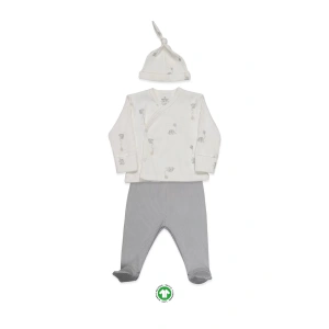 Bistyle Flying Elephant 3lü Zıbın Takım 13111 Ekru Gri