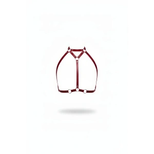 Bordo Göğüs Harness Deri Yüksek Yaka Vücut Aksesuarı - Brf245