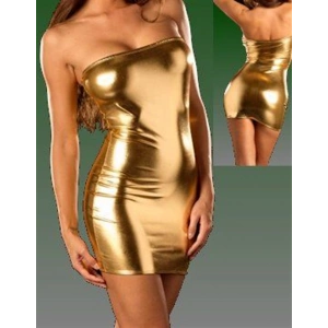 Br03117 Parlak Strapless Mini Elbise