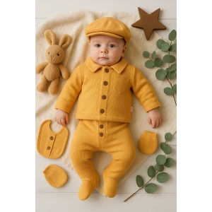 Cepli Waffle % 100 Pamuk 5li Erkek Bebek Hastane Çıkış Seti